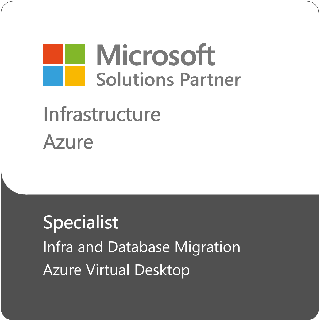 Microsoft Solutions Partner: Infrastructure — Specialist: Infra and Database Migration, Azure Virtual Desktop